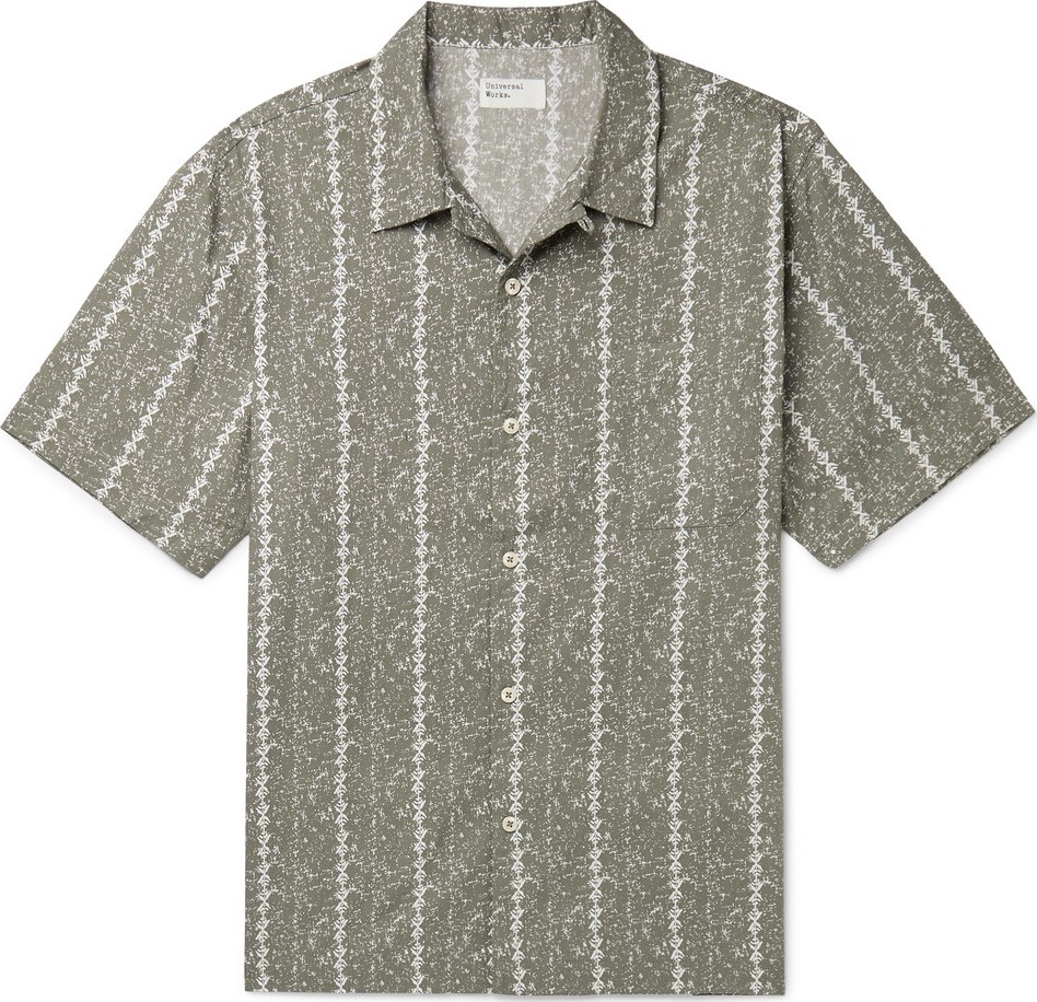 Universal Works Camp-Collar Printed Cotton-Poplin Shirt