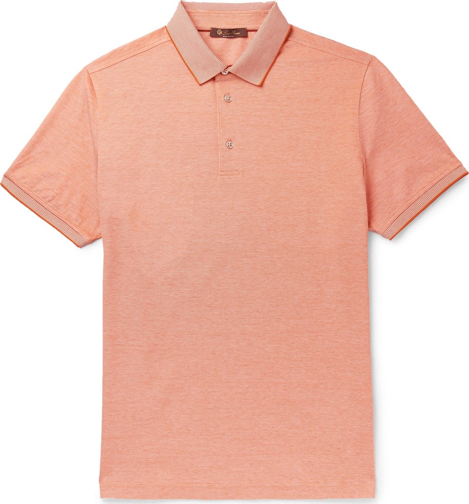 Loro Piana Mélange Cotton-Piqué Polo Shirt