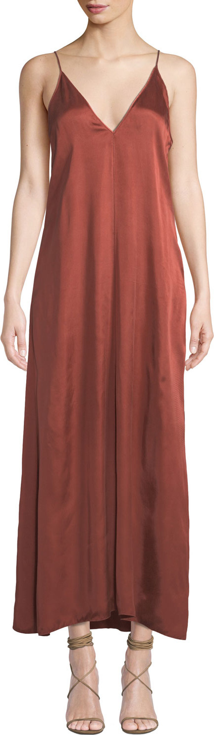 Forte Forte V-Neck Sleeveless Long Satin Slip Dress