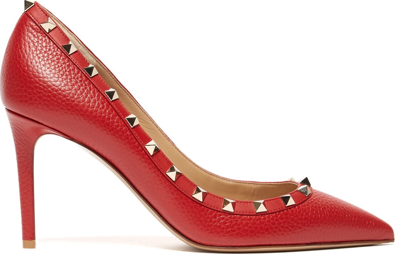 Valentino Rockstud grained-leather pumps