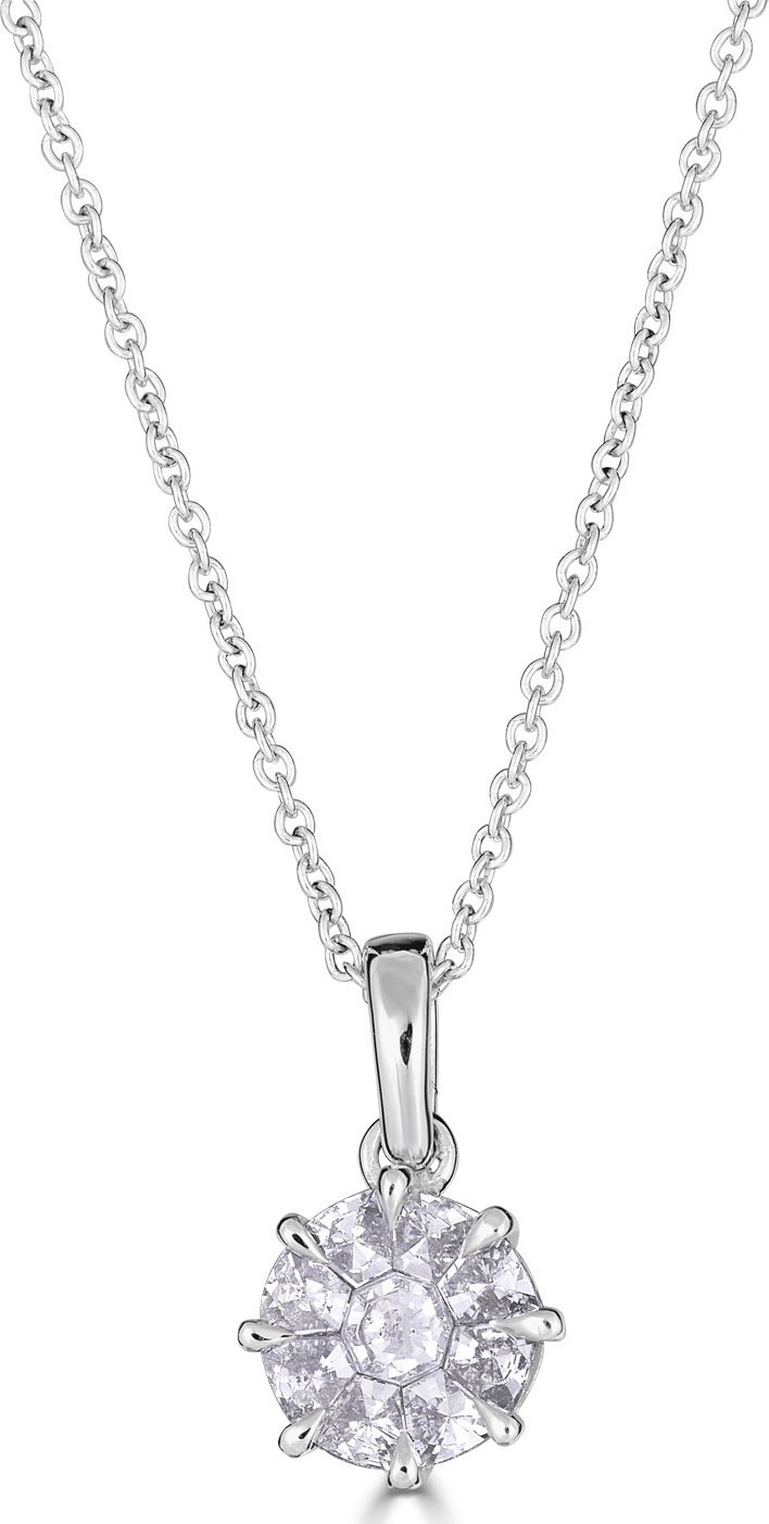 ZYDO Mosaic 18k White Gold Round Diamond Pendant Necklace
