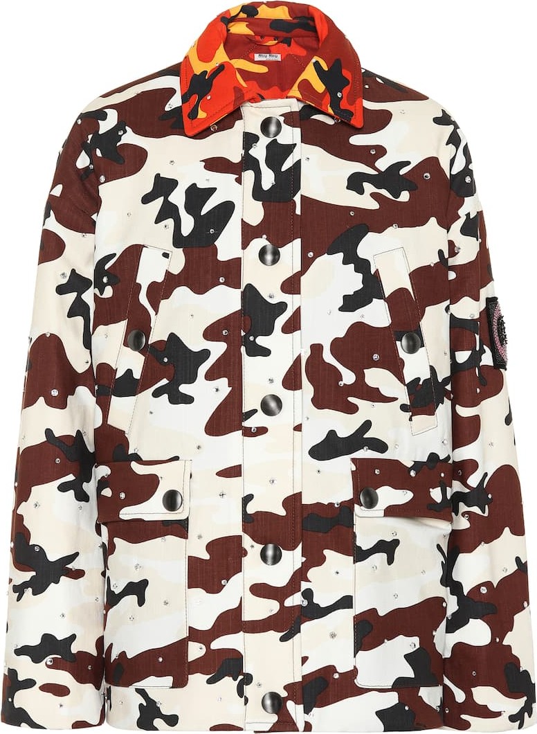 Miu Miu Embellished printed denim jacket