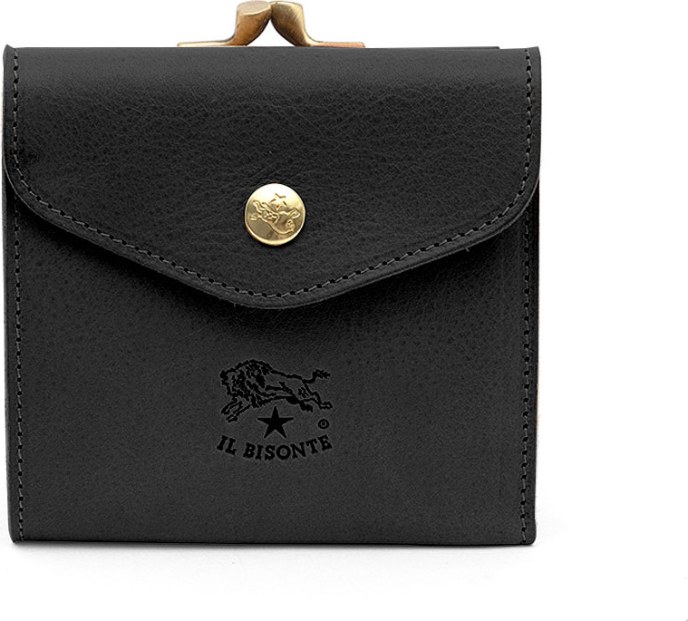 Il Bisonte Leather Snap and Flap Wallet, Black