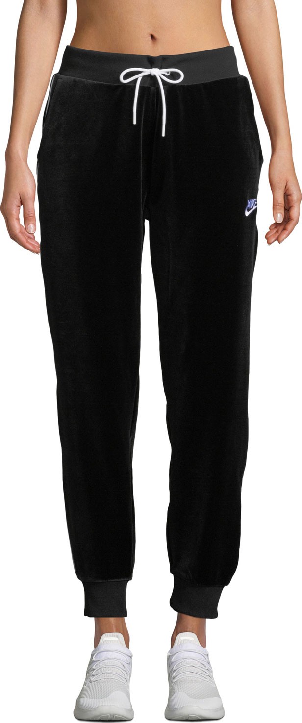 Nike Velour Drawstring Track Pants, Black