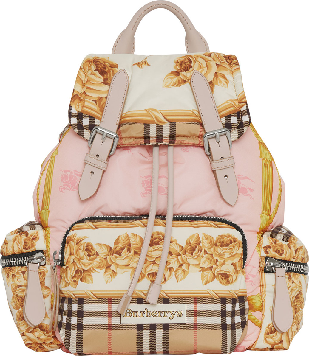 Burberry London England Medium Rucksack Silk-Print Puffer Backpack