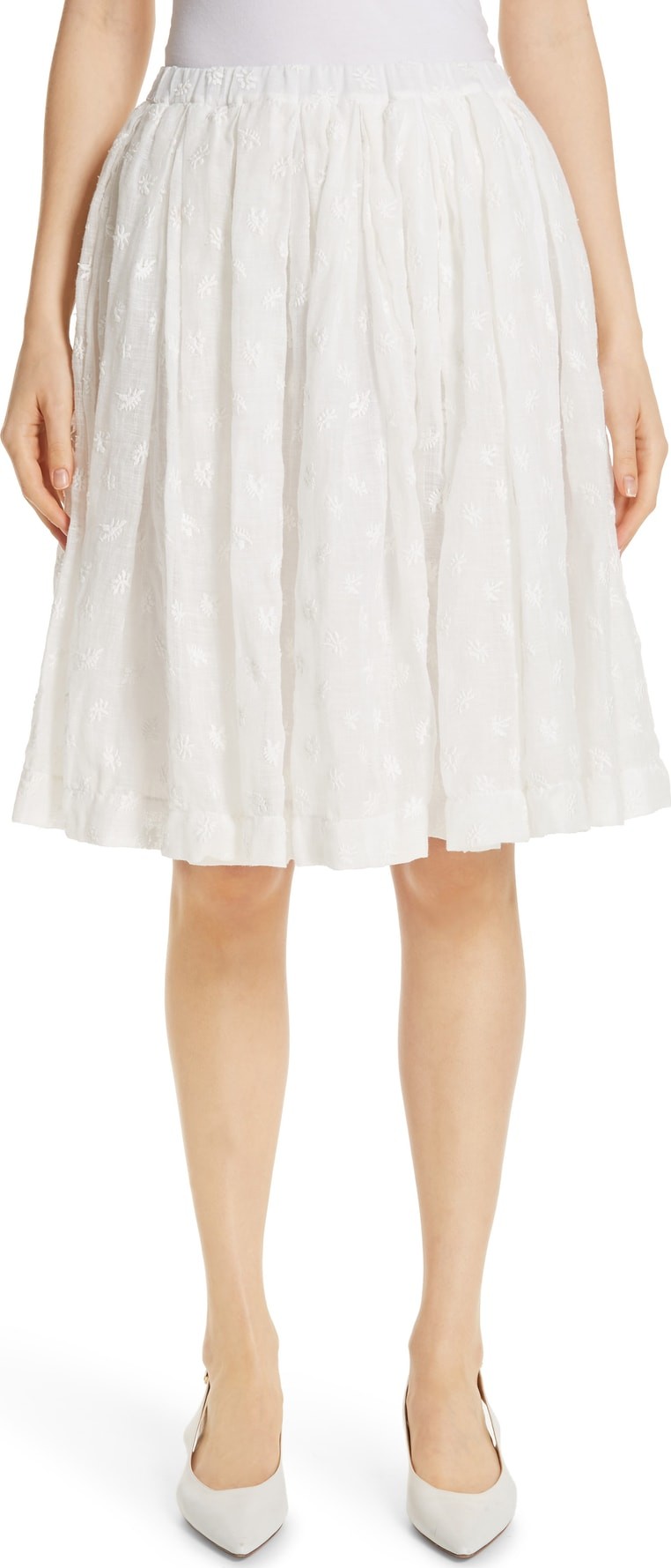 Mansur Gavriel Floral Embroidered Linen Blend Skirt
