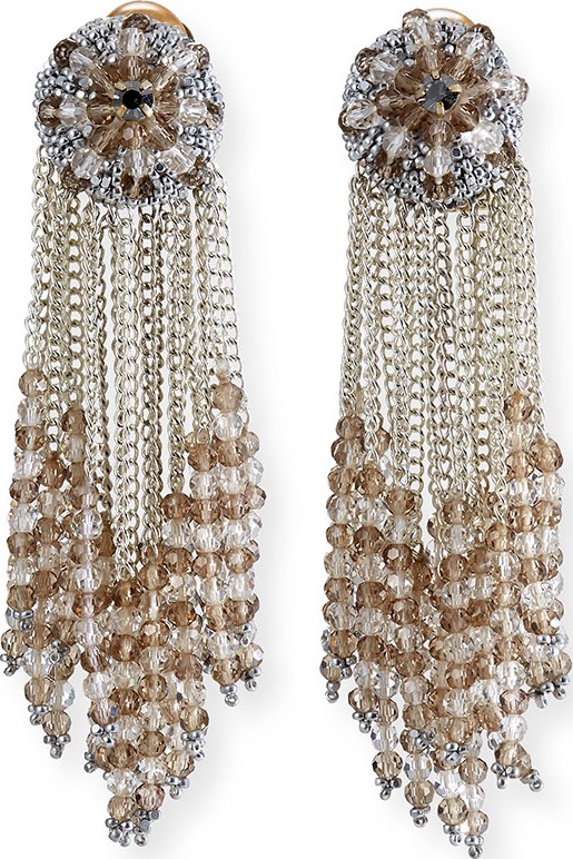 Oscar De La Renta chain Cluster Beaded Earrings