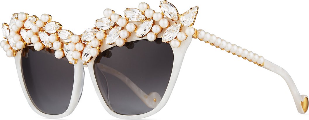 Anna Karin Karlsson Tears of the Moon Cat-Eye Sunglasses, Pearl