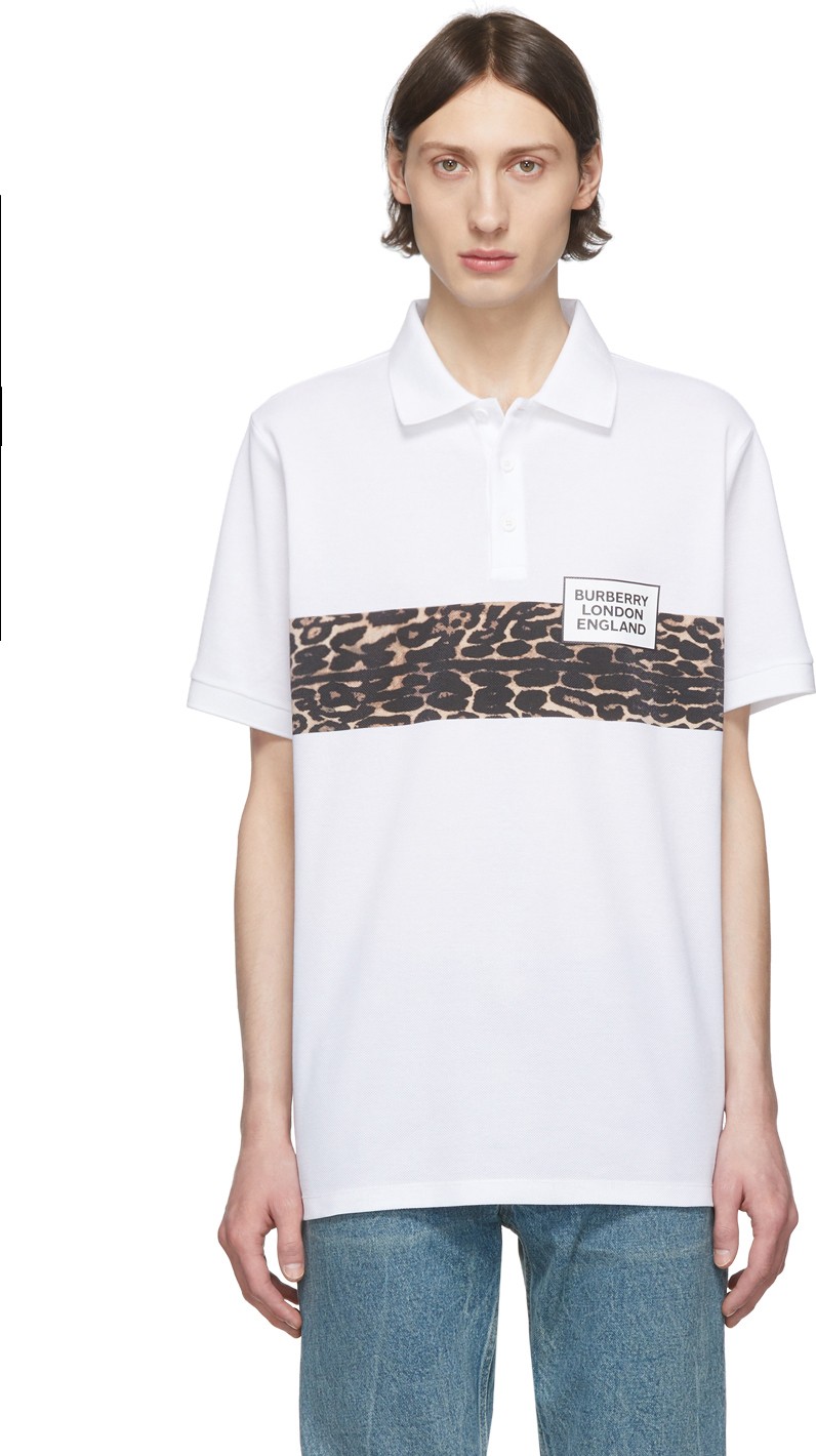 Burberry London England SSENSE Exclusive White Somerville Printed Polo