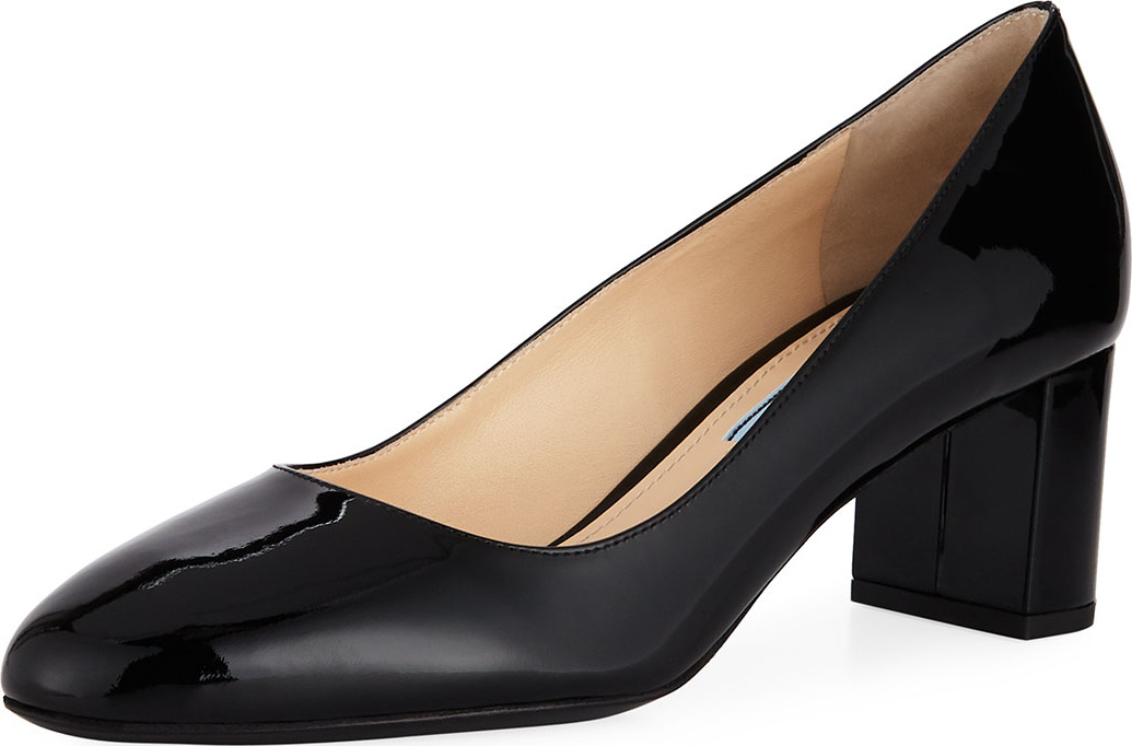Prada Patent Leather Round-Toe 55mm Pump