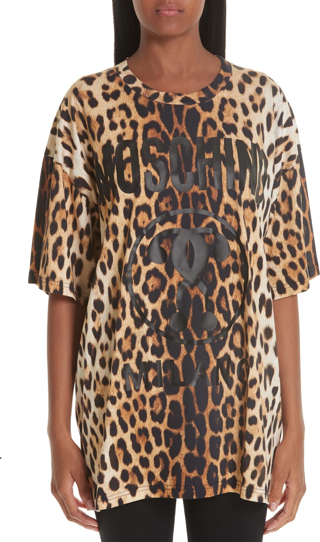 Moschino Leopard & Logo Print Oversize Tee Moschino Leopard & Logo Print Oversize Tee