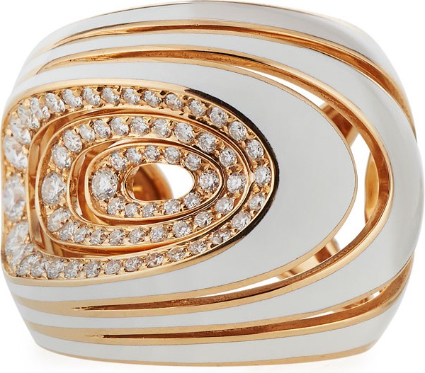 Gismondi 1754 Aura 18k Rose Gold Enamel & Diamond Ring