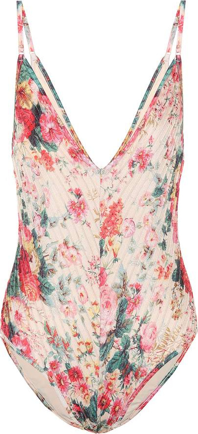 Zimmermann Laelia floral pintuck swimsuit