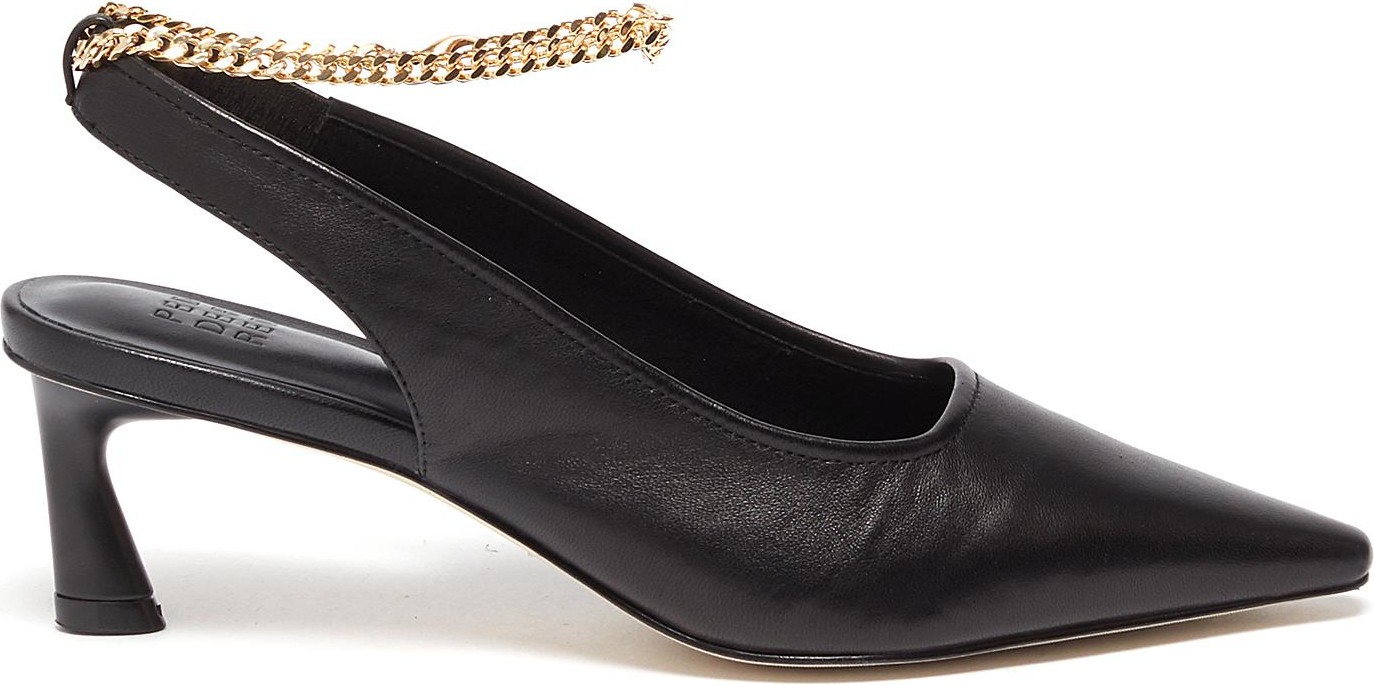 Pedder Red Brandon metallic ankle chain slingback leather pumps