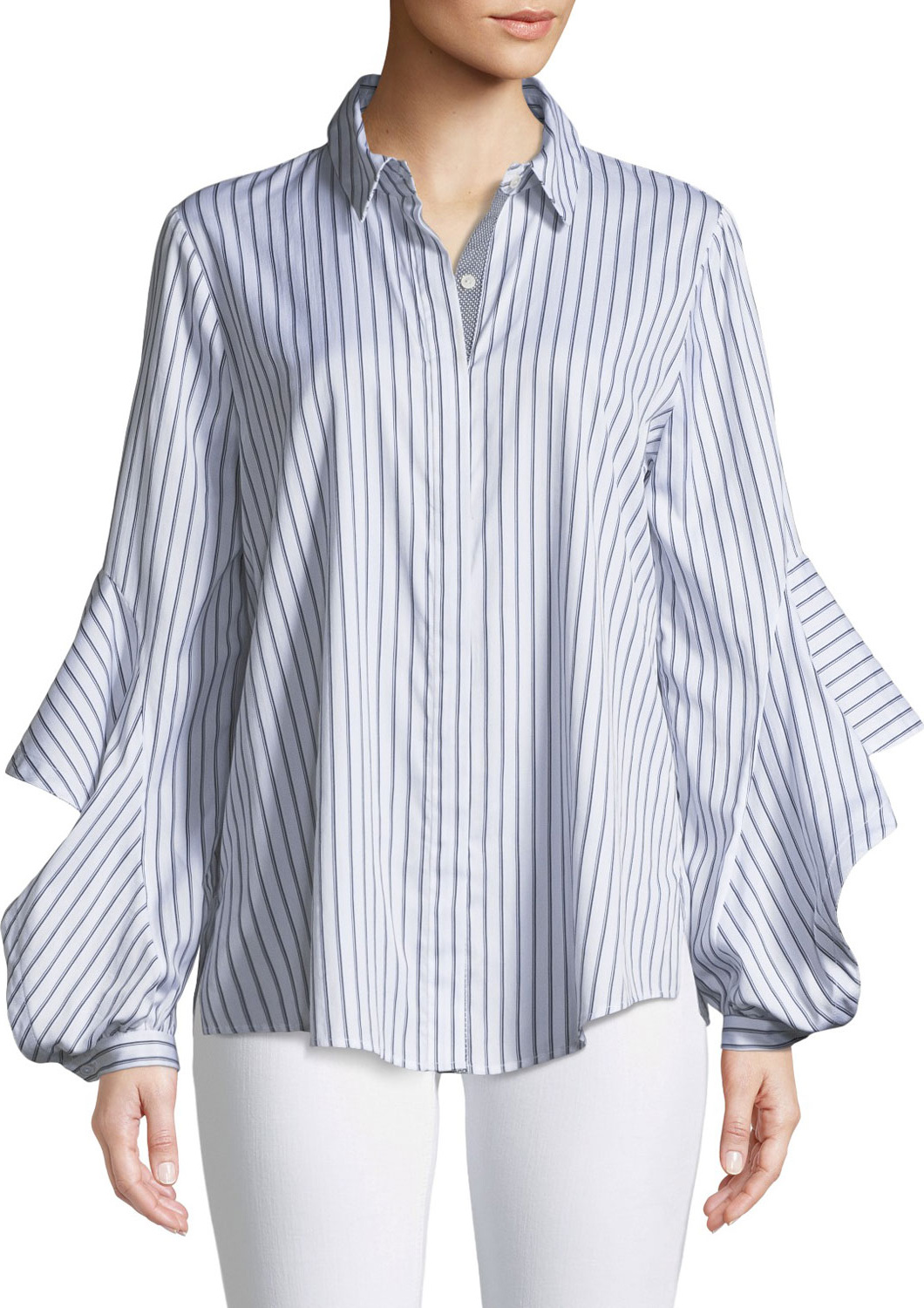 KOBI HALPERIN Fallon Striped Blouse w/ Flared Sleeves KOBI HALPERIN Fallon Striped Blouse w/ Flared Sleeves