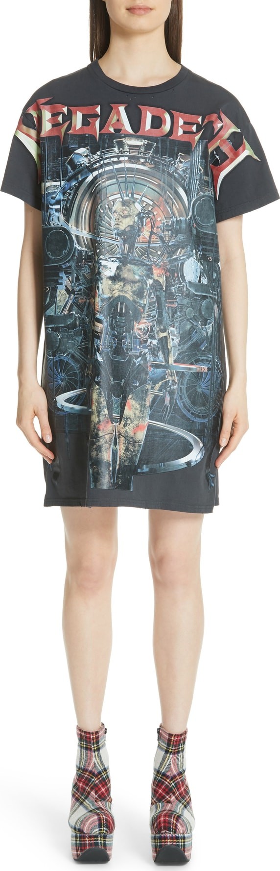 R13 Megadeth Machina Distressed T-Shirt Dress