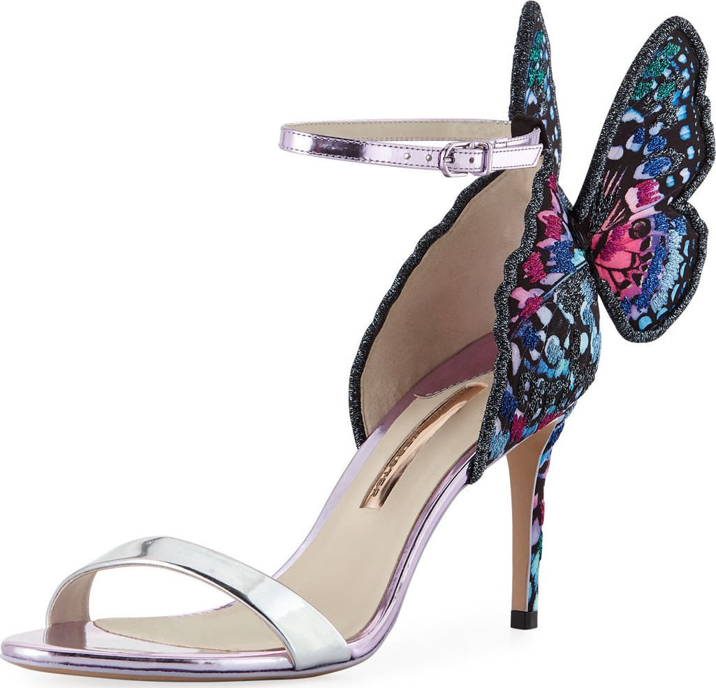 Sophia Webster Chiara Embroidered Butterfly Satin Sandal