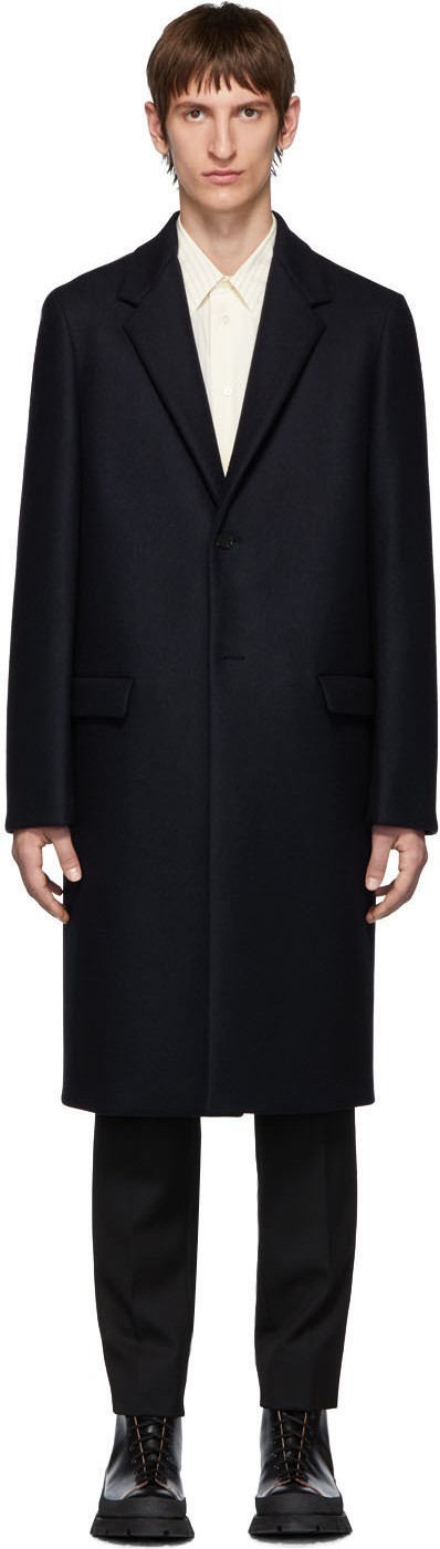 Jil Sander Navy Wool Essential Coat