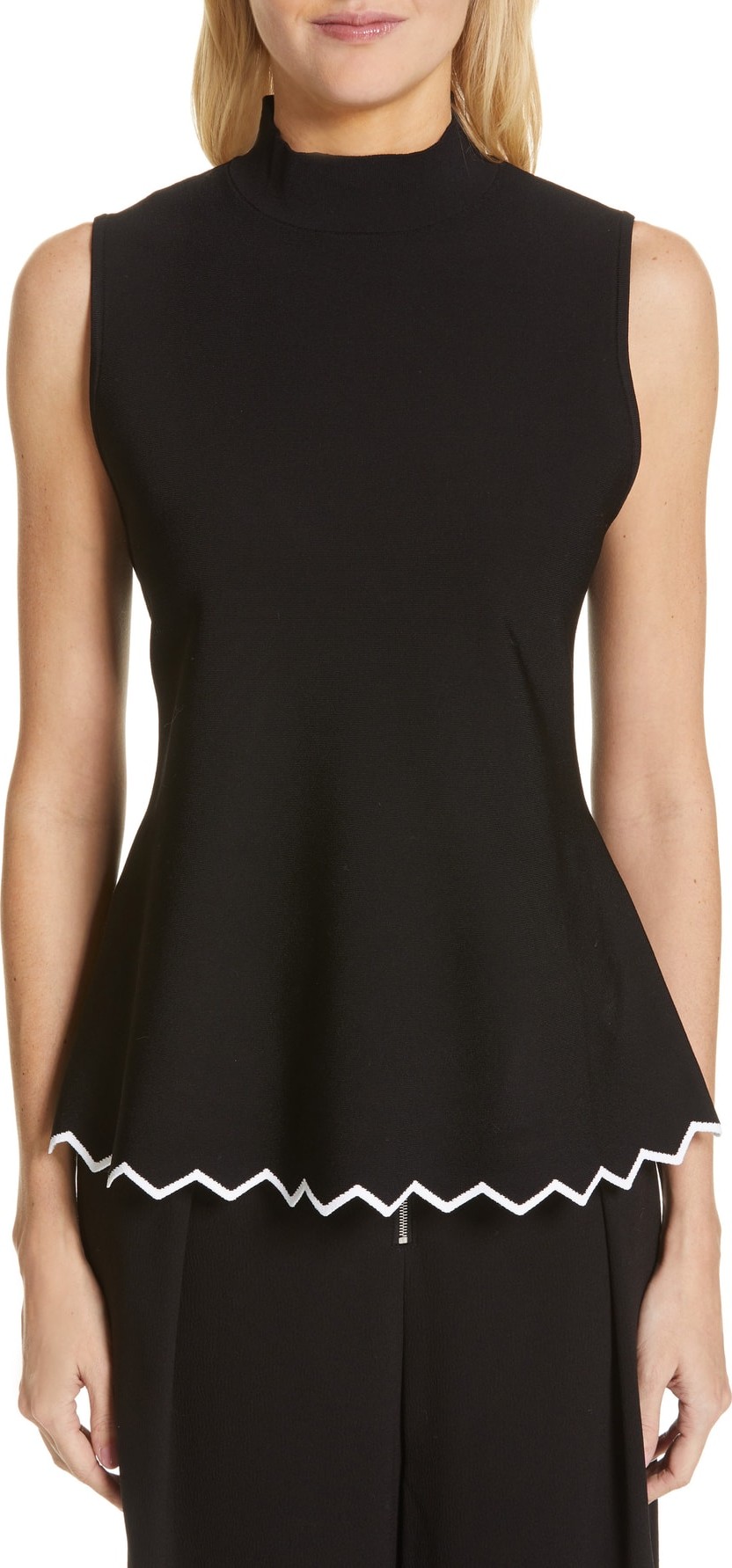 Proenza Schouler Zigzag Knit Peplum Top