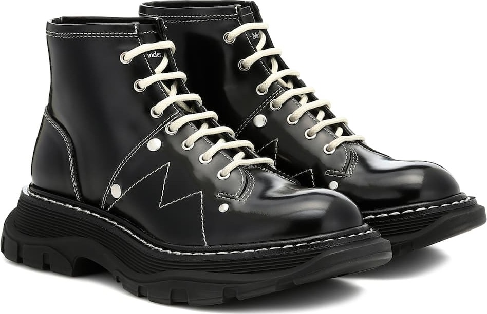 Alexander McQueen Tread patent leather ankle boots