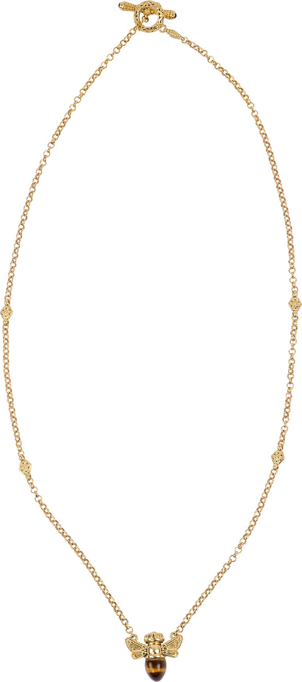 Konstantino 18k Tiger's Eye Bee Pendant Necklace w/ Diamonds