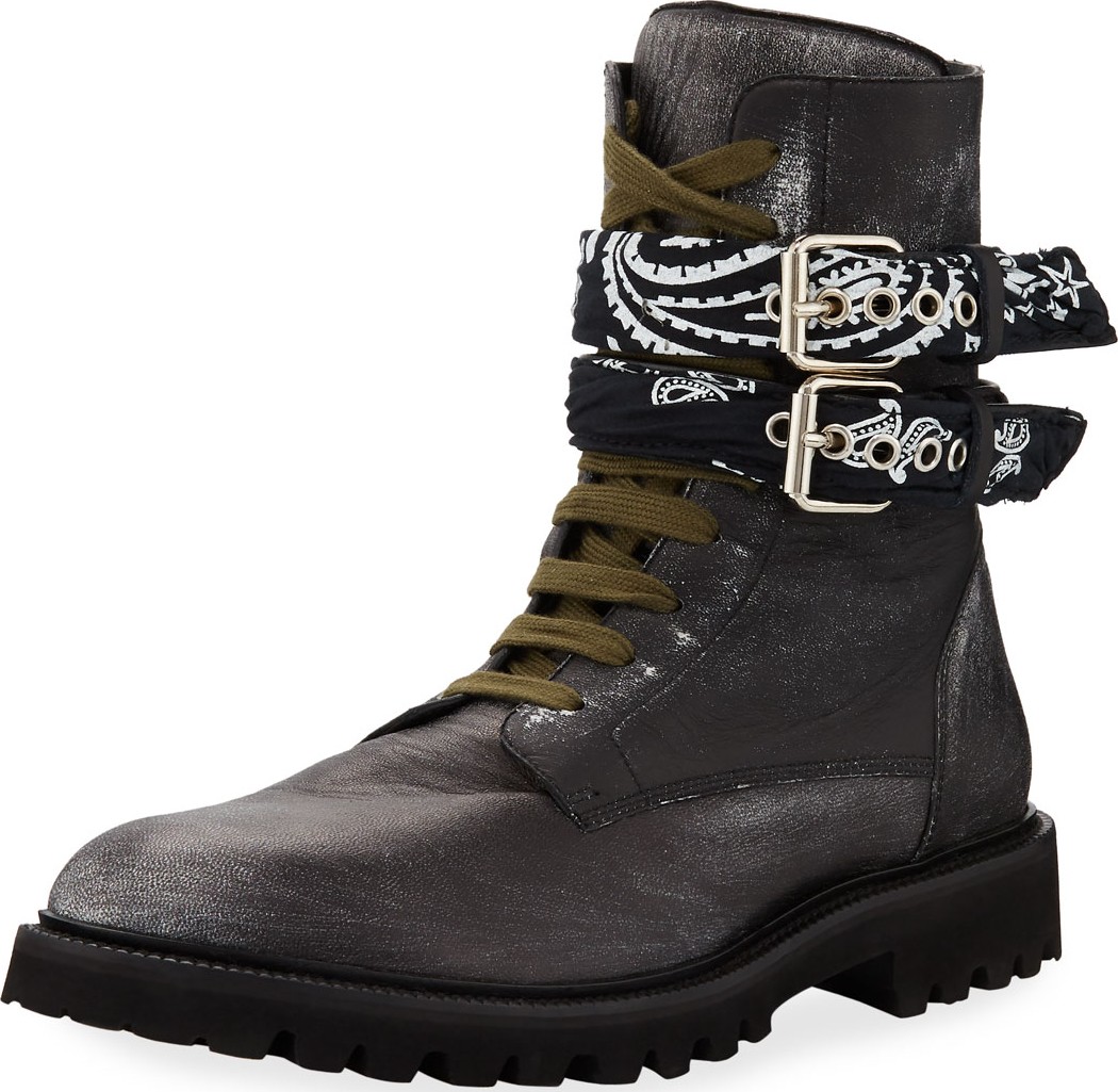 Amiri Men's Bandana Leather Combat Boots