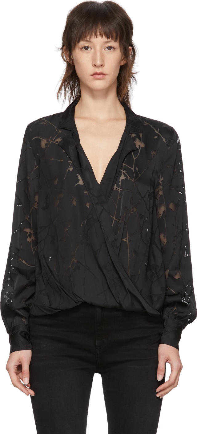 Rag & Bone Black Floral Dean Shirt