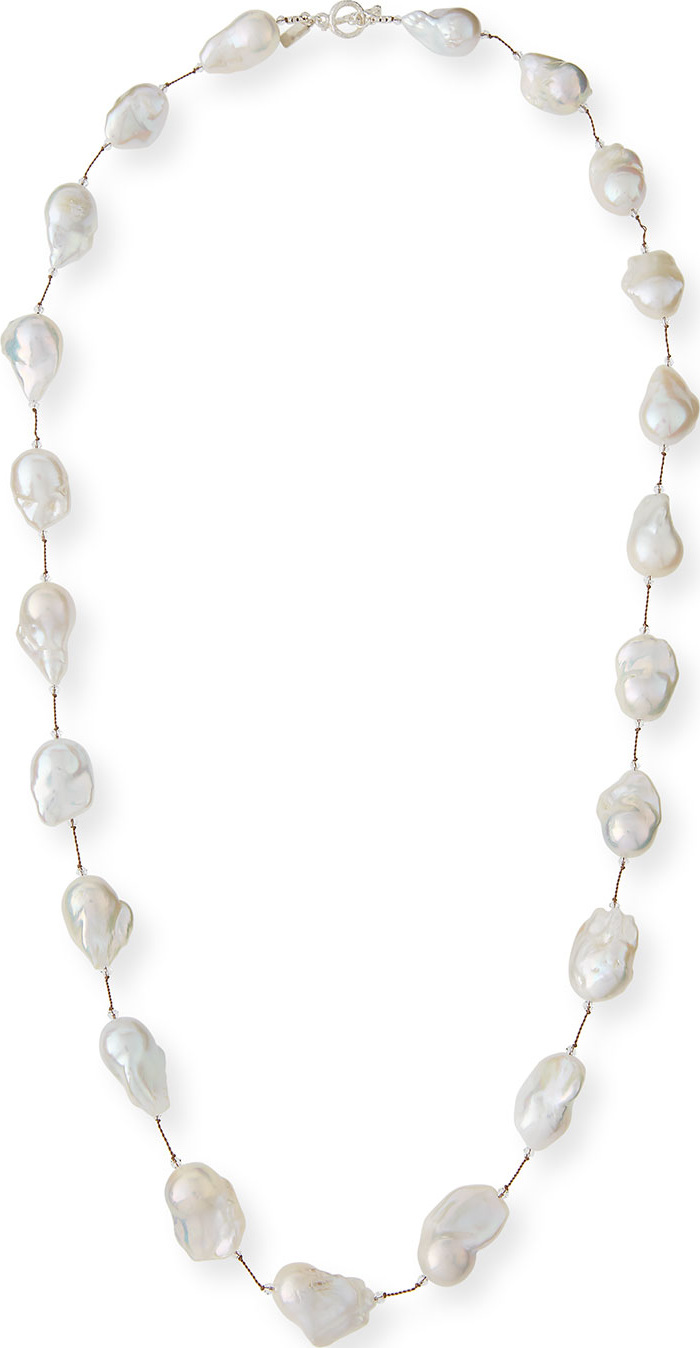Margo Morrison Large Baroque Pearl & Crystal Necklace, 35"L