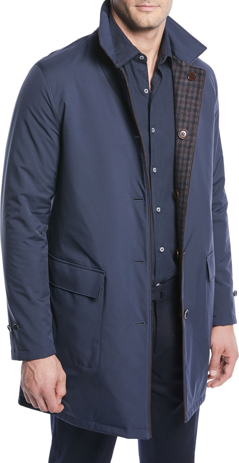 Loro Piana Men's Reversible Plaid Coat