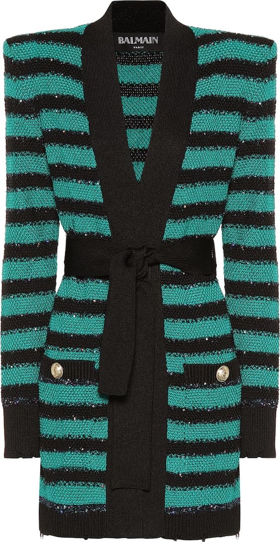 Balmain Embellished striped cardigan