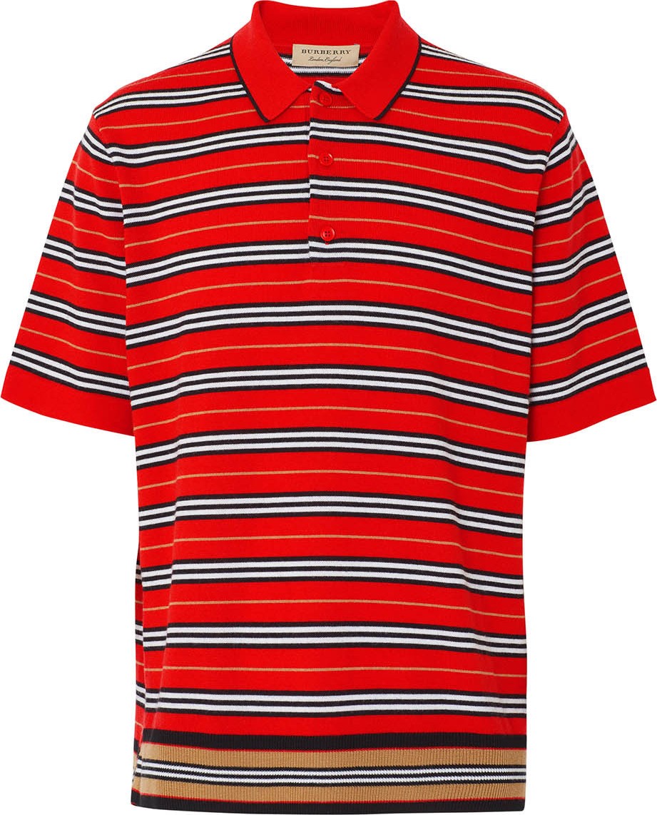 Burberry London England Red Icon Stripe Polo Shirt
