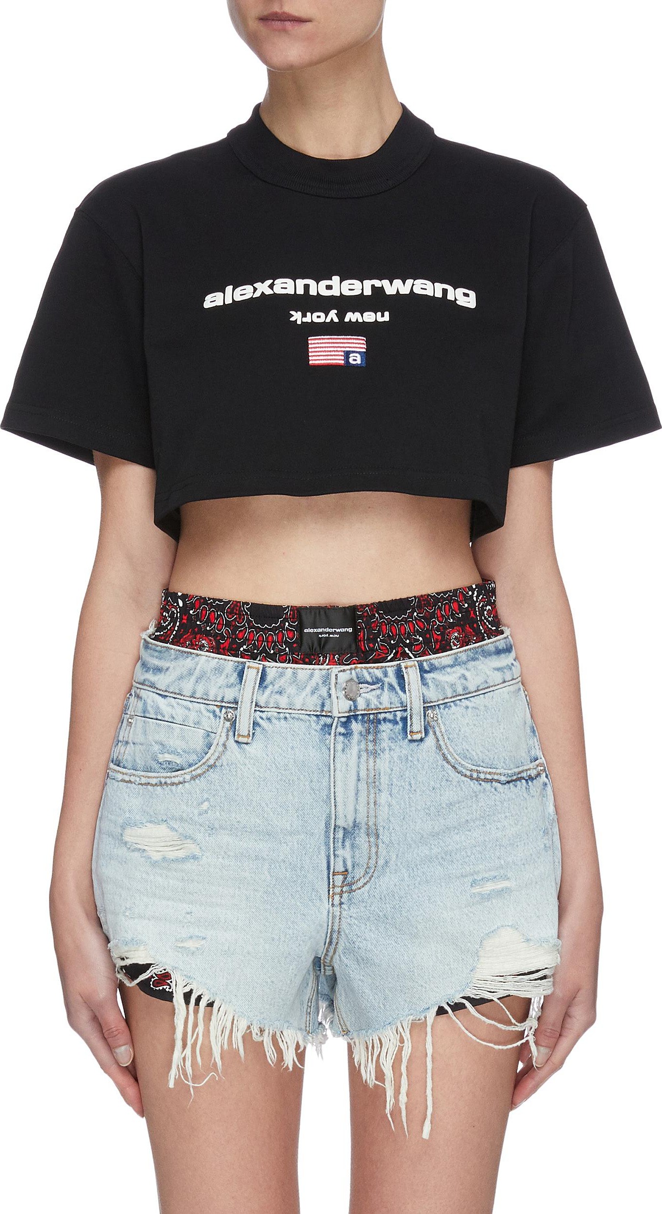 Alexander Wang Jersey logo crop T-shirt