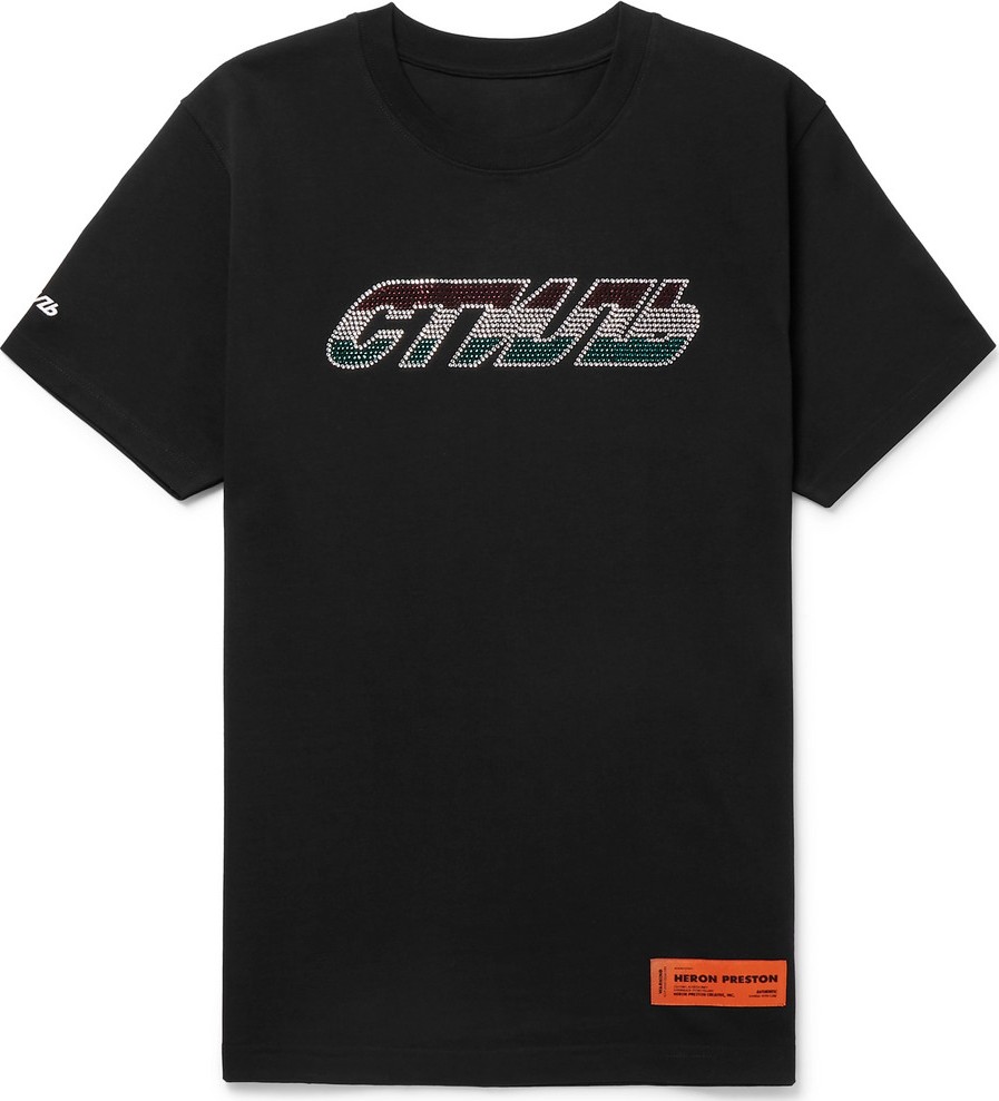 Heron Preston Crystal-Embellished Cotton-Jersey T-Shirt