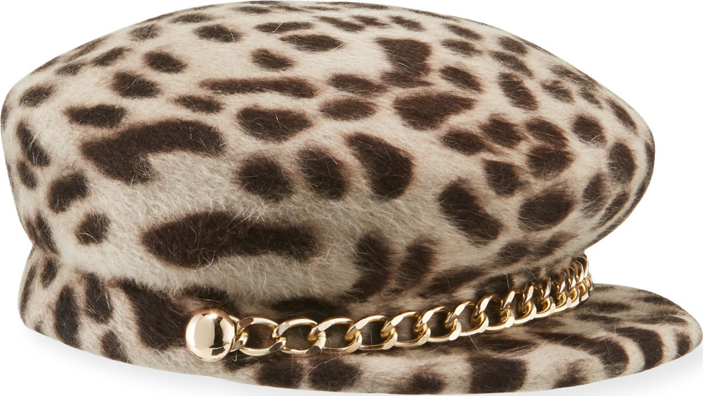 Eugenia Kim Sabrina Leopard Fur Newsboy Hat