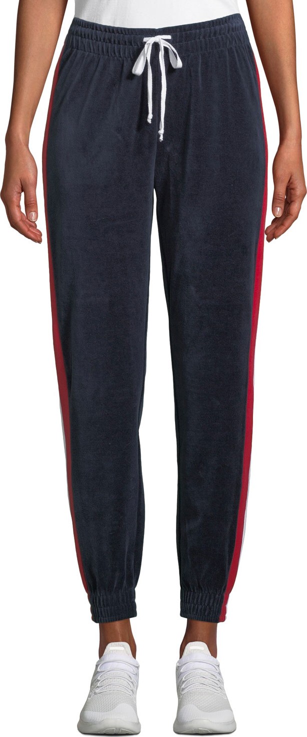 KENDALL + KYLIE Drawstring Side-Stripe Velour Track Pants