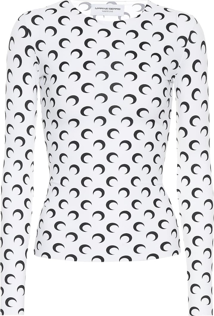 Marine Serre Printed stretch-jersey top