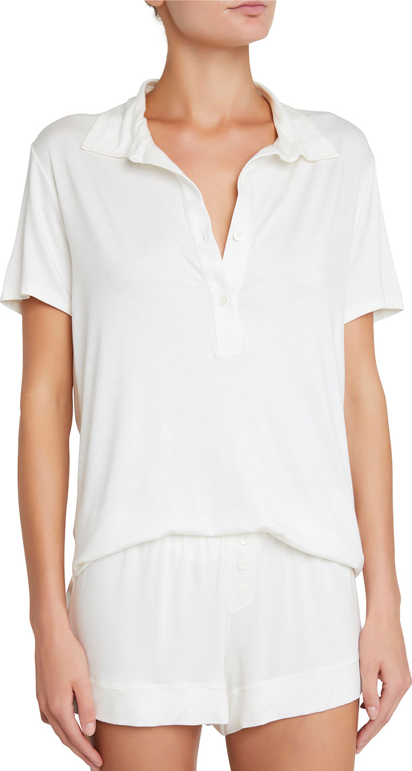 Eberjey Agnes Boyfriend Lounge Polo Top
