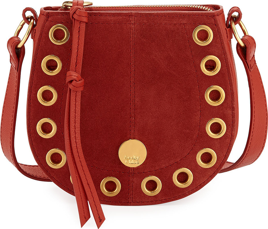 See By Chloé Kriss Mini Grommet Suede Saddle Shoulder Bag