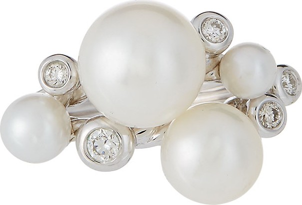 David Yurman Pearl & Diamond Cluster Ring