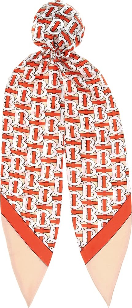 Burberry London England Logo silk-twill hair scarf