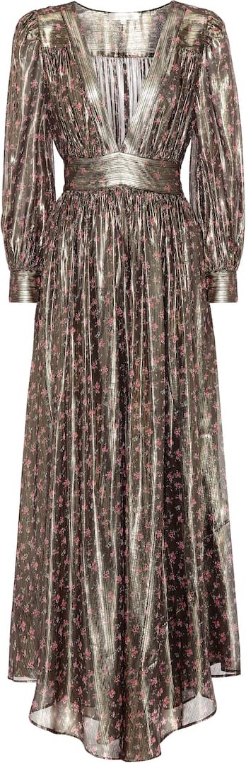 LOVESHACKFANCY Cyrena metallic silk maxi dress