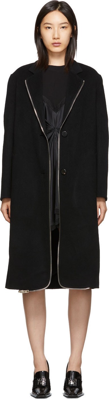 Alexander Wang Black Zipper Splittable Coat