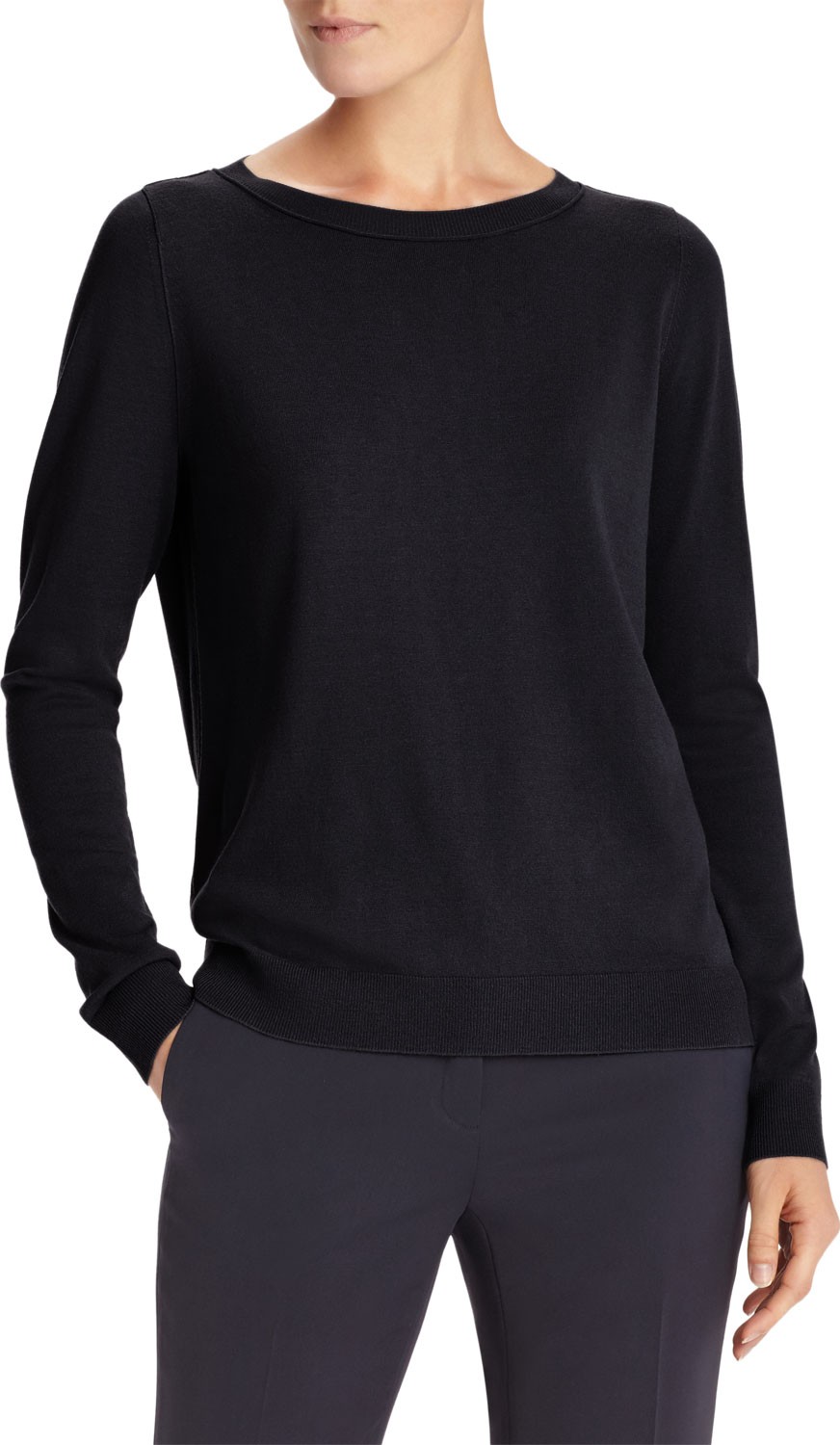 Lafayette 148 New York Matte Crepe Crewneck Sweater
