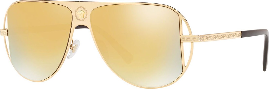Versace Mirrored Aviator Sunglasses w/ Greek Key Arms