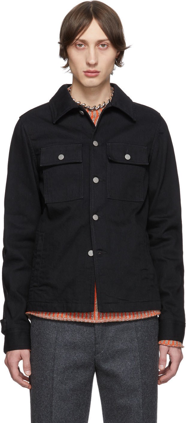 Maison Margiela Black Denim & Pinstripe Jacket