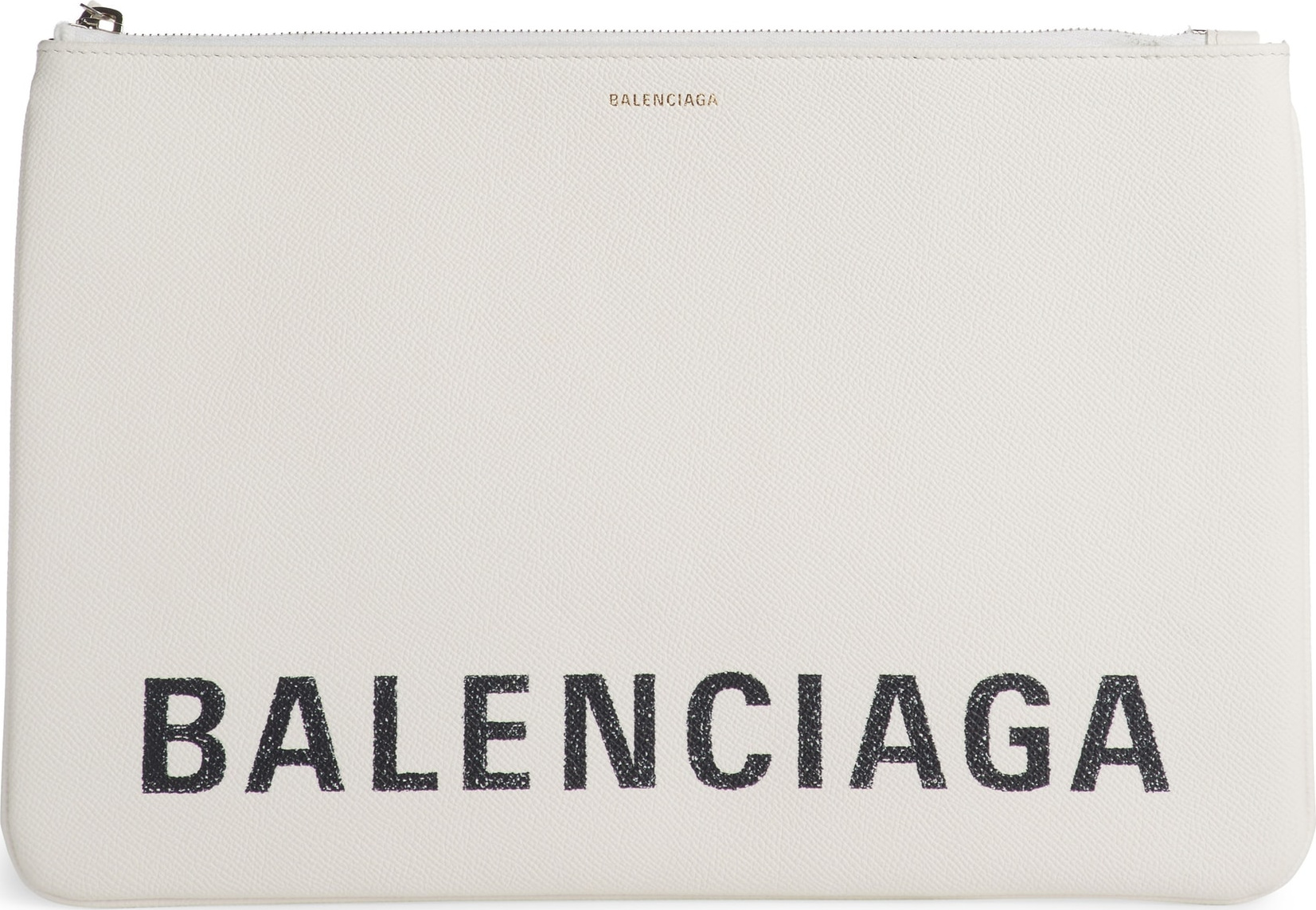 Balenciaga Ville Logo Calfskin Leather Pouch