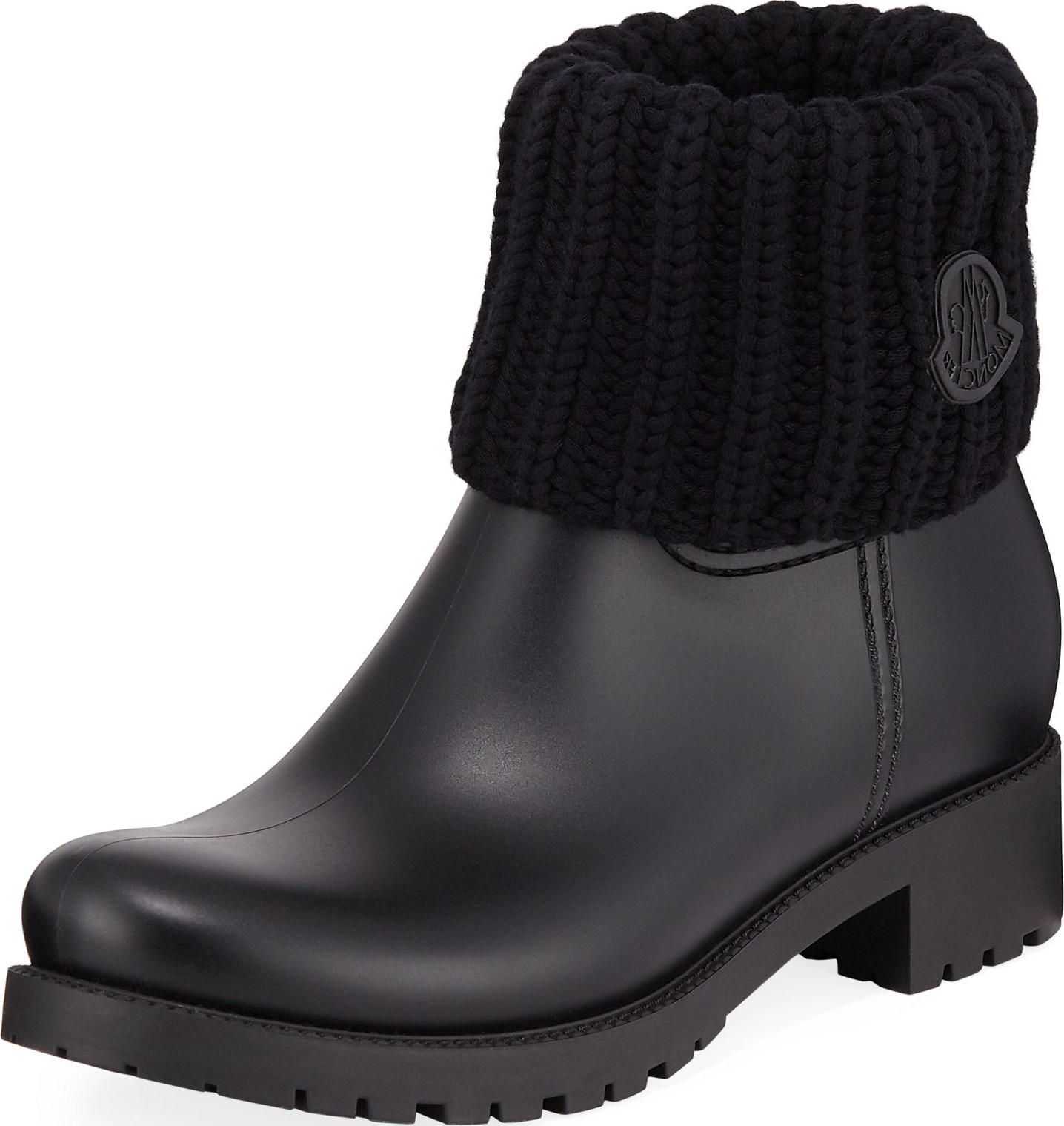 Moncler Ginette Rubber Boots with Knit Top