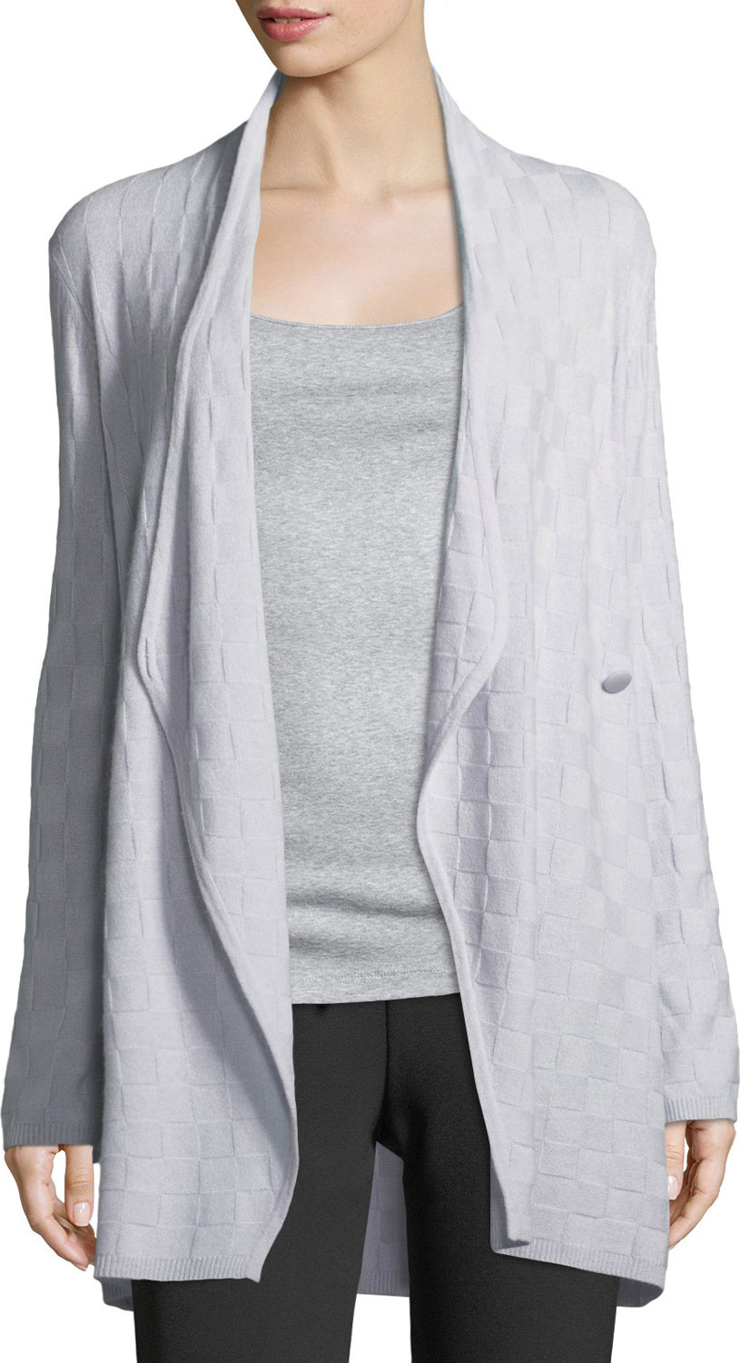 Armani Collezioni Check Cashmere Draped Cardigan