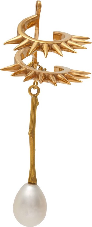 Alan Crocetti Double spiral gold-plated silver & pearl ear cuff