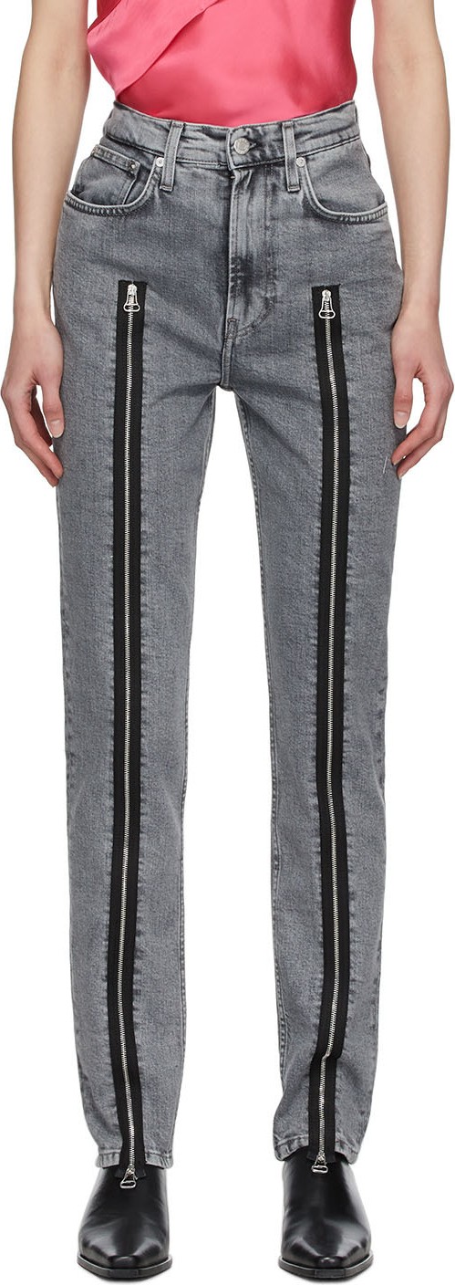 Helmut Lang Grey Zippered Femme Hi Spikes Jeans Helmut Lang Grey Zippered Femme Hi Spikes Jeans
